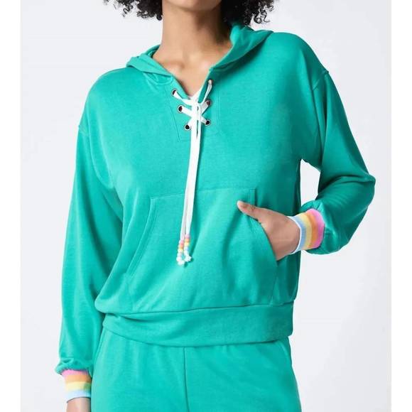 NEW PJ SALVAGE live in color hoodie in sea green - Picture 6 of 6